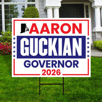 Aaron Guckian For Rhode Island Governor 2026 Yard Sign, Corrugated Governor Elections Race Red White & Blue Yard Sign with Metal H-Stake