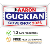Aaron Guckian For Rhode Island U.S. Governor Banner Sign, 13 oz Waterproof US Governor Election 2026 Vinyl Banner With Metal Grommets