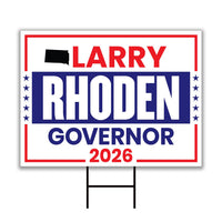 Larry Rhoden For South Dakota Governor 2026 Yard Sign, Corrugated Governor Elections Race Red White & Blue Yard Sign with Metal H-Stake