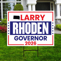 Larry Rhoden For South Dakota Governor 2026 Yard Sign, Corrugated Governor Elections Race Red White & Blue Yard Sign with Metal H-Stake