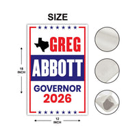 Greg Abbott For Texas Governor 2026 Garden Flag, Double Sided, 2026 Governor Flag, Republican, Elections Flag, Race Red White & Blue Flag