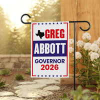 Greg Abbott For Texas Governor 2026 Garden Flag, Double Sided, 2026 Governor Flag, Republican, Elections Flag, Race Red White & Blue Flag