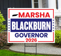 Marsha Blackburn For Tennessee Governor 2026 Yard Sign, Corrugated Governor Elections Race Red White & Blue Yard Sign with Metal H-Stake