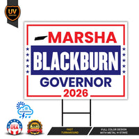 Marsha Blackburn For Tennessee Governor 2026 Yard Sign, Corrugated Governor Elections Race Red White & Blue Yard Sign with Metal H-Stake