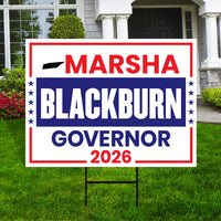 Marsha Blackburn For Tennessee Governor 2026 Yard Sign, Corrugated Governor Elections Race Red White & Blue Yard Sign with Metal H-Stake