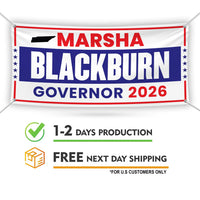 Marsha Blackburn For Tennessee U.S. Governor Banner Sign, 13 oz Waterproof US Governor Election 2026 Vinyl Banner With Metal Grommets