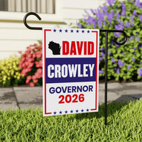 David Crowley For Wisconsin Governor 2026 Garden Flag, Double Sided, 2026 Governor Flag, Elections Flag, Race Red White & Blue Flag