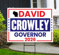 David Crowley For Wisconsin Governor 2026 Yard Sign, Corrugated Plastic Governor Elections Race Red White Blue Yard Sign with Metal H-Stake