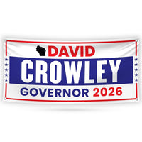David Crowley For Wisconsin U.S. Governor Banner Sign, 13 oz Waterproof US Governor Election 2026 Vinyl Banner With Metal Grommets