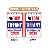 Tom Tiffany For Wisconsin Governor 2026 Garden Flag, Double Sided, 2026 Governor Flag, Elections Flag, Race Red White & Blue Flag
