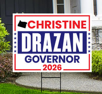 Christine Drazan For Oregon Governor 2026 Yard Sign, Corrugated Plastic Governor Elections Race Red White Blue Yard Sign with Metal H-Stake