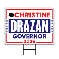 Christine Drazan For Oregon Governor 2026 Yard Sign, Corrugated Plastic Governor Elections Race Red White Blue Yard Sign with Metal H-Stake