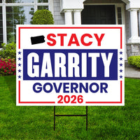 Stacy Garrity For Pennsylvania Governor 2026 Yard Sign, Corrugated Governor Elections Race Red White & Blue Yard Sign with Metal H-Stake
