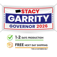 Stacy Garrity For Pennsylvania U.S. Governor Banner Sign, 13 oz Waterproof US Governor Election 2026 Vinyl Banner With Metal Grommets
