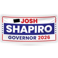 Josh Shapiro For Pennsylvania U.S. Governor Banner Sign, 13 oz Waterproof US Governor Election 2026 Vinyl Banner With Metal Grommets