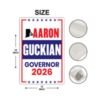 Aaron Guckian For Rhode Island Governor 2026 Garden Flag, Double Sided, 2026 Governor Flag, Elections Flag, Race Red White & Blue Flag