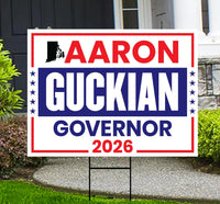 Aaron Guckian For Rhode Island Governor 2026 Yard Sign, Corrugated Governor Elections Race Red White & Blue Yard Sign with Metal H-Stake