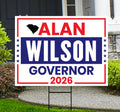 Alan Wilson For South Carolina Governor 2026 Yard Sign, Corrugated Governor Elections Race Red White & Blue Yard Sign with Metal H-Stake