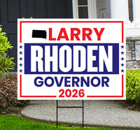 Larry Rhoden For South Dakota Governor 2026 Yard Sign, Corrugated Governor Elections Race Red White & Blue Yard Sign with Metal H-Stake
