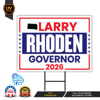 Larry Rhoden For South Dakota Governor 2026 Yard Sign, Corrugated Governor Elections Race Red White & Blue Yard Sign with Metal H-Stake