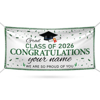 Graduation 2026 Personalized Vinyl Banner, Class of 2026 Congrats Banner Sign, Custom Graduation Party Banner with Name, Metal Grommets