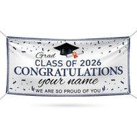 Graduation 2026 Personalized Vinyl Banner, Class of 2026 Congrats Banner Sign, Custom Graduation Party Banner with Name, Metal Grommets