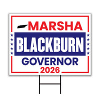 Marsha Blackburn For Tennessee Governor 2026 Yard Sign, Corrugated Governor Elections Race Red White & Blue Yard Sign with Metal H-Stake