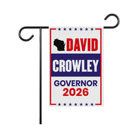 David Crowley For Wisconsin Governor 2026 Garden Flag, Double Sided, 2026 Governor Flag, Elections Flag, Race Red White & Blue Flag