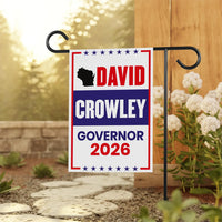 David Crowley For Wisconsin Governor 2026 Garden Flag, Double Sided, 2026 Governor Flag, Elections Flag, Race Red White & Blue Flag