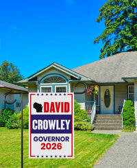 David Crowley For Wisconsin Governor 2026 Garden Flag, Double Sided, 2026 Governor Flag, Elections Flag, Race Red White & Blue Flag