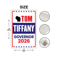 Tom Tiffany For Wisconsin Governor 2026 Garden Flag, Double Sided, 2026 Governor Flag, Elections Flag, Race Red White & Blue Flag