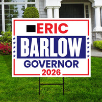 Eric Barlow For Wyoming Governor 2026 Yard Sign, Corrugated Plastic Governor Elections Race Red White & Blue Yard Sign with Metal H-Stake