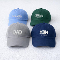 Custom Embroidered Hat with Date, Personalized Grandma Grandpa Gift, Pregnancy Announcement Hat, Vintage Dad Cap, Mothers Day Gift Idea