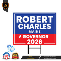 Robert B. Charles For Maine Governor 2026 Yard Sign, Corrugated Plastic Governor Elections Race Red White Blue Yard Sign with Metal H-Stake