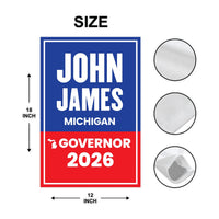 John James For Michigan Governor 2026 Garden Flag, Double Sided, 2026 Governor Flag, Republican, Elections Flag, Race Red White & Blue Flag