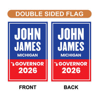 John James For Michigan Governor 2026 Garden Flag, Double Sided, 2026 Governor Flag, Republican, Elections Flag, Race Red White & Blue Flag
