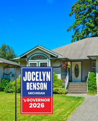 Jocelyn Benson For Michigan Governor 2026 Garden Flag, Double Sided, 2026 Governor Flag, Elections Flag, Race Red White & Blue Flag