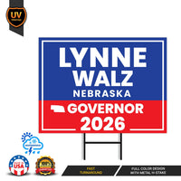 Lynne Walz For Nebraska Governor 2026 Yard Sign, Corrugated Plastic Governor Elections Race Red White & Blue Yard Sign with Metal H-Stake