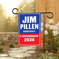 Jim Pillen For Nebraska Governor 2026 Garden Flag, Double Sided, 2026 Governor Flag, Republican, Elections Flag, Race Red White & Blue Flag