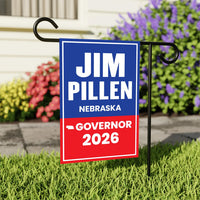 Jim Pillen For Nebraska Governor 2026 Garden Flag, Double Sided, 2026 Governor Flag, Republican, Elections Flag, Race Red White & Blue Flag