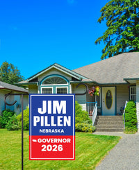 Jim Pillen For Nebraska Governor 2026 Garden Flag, Double Sided, 2026 Governor Flag, Republican, Elections Flag, Race Red White & Blue Flag