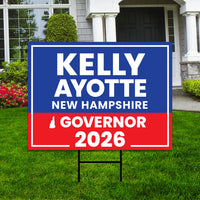 Kelly Ayotte For New Hampshire Governor 2026 Yard Sign, Corrugated Governor Elections Race Red White & Blue Yard Sign with Metal H-Stake