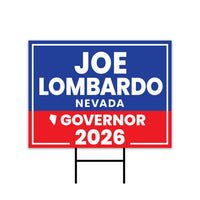 Joe Lombardo For Nevada Governor 2026 Yard Sign, Corrugated Plastic Governor Elections Race Red White & Blue Yard Sign with Metal H-Stake