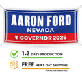 Aaron Ford For Nevada U.S. Governor Banner Sign, 13 oz Waterproof US Governor Election 2026 Vinyl Banner With Metal Grommets