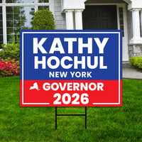 Kathy Hochul For New York Governor 2026 Yard Sign, Corrugated Plastic Governor Elections Race Red White & Blue Yard Sign with Metal H-Stake