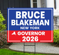 Bruce Blakeman For New York Governor 2026 Yard Sign, Corrugated Plastic Governor Elections Race Red White Blue Yard Sign with Metal H-Stake