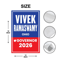 Vivek Ramaswamy For Ohio Governor 2026 Garden Flag, Double Sided, 2026 Governor Flag, Elections Flag, Race Red White & Blue Flag