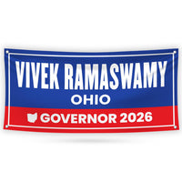 Vivek Ramaswamy For Ohio U.S. Governor Banner Sign, 13 oz Waterproof US Governor Election 2026 Vinyl Banner With Metal Grommets