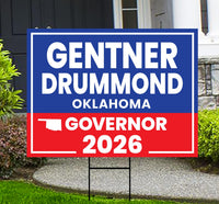 Gentner Drummond For Oklahoma U.S. Governor Yard Sign, 13 oz Waterproof US Governor Election 2026 Vinyl Yard With Metal Grommets