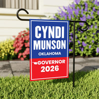 Cyndi Munson For Oklahoma Governor 2026 Garden Flag, Double Sided, 2026 Governor Flag, Democrate, Elections Flag, Race Red White & Blue Flag